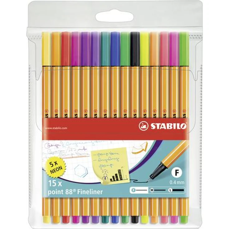 Fineliner - STABILO point 88 - 15er Pack - mit 15 verschiedenen Farben inklusive - Preisvergleich – Bild 1