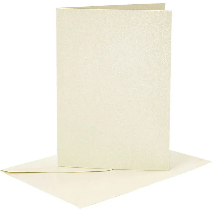 Briefkarte und Briefumschlag, Kartengröße 10,5x15 cm, Umschlaggröße 11,5x16,5 cm, Creme, Perlmutt, 4Sets