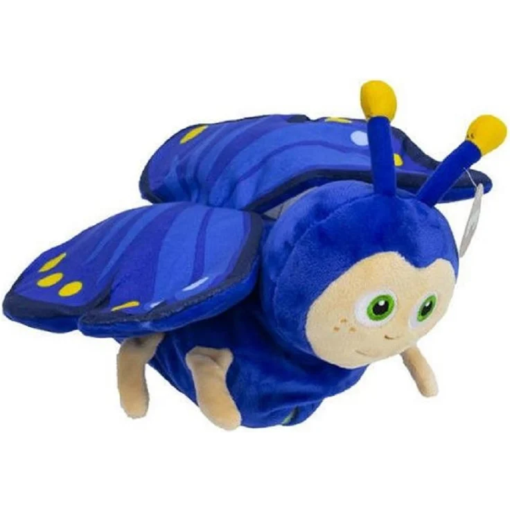 Wende Kuscheltier Wende Plüschtier 30 cm für Schmetterling Raupe blau grün für Mädchen, Jungen & Babys – Flauschiges Stofftier zum Spielen – Bild 1