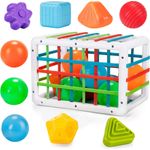 LZDMY Montessori Spielzeug ab 1 Jahr, Motorikspielzeug für Baby Jungen Mädchen ab 6 Monate, Kinder Vorschule Lernspiel Formensortierspiel mit 12 Blöcke, Geburtstag Oster Kindertag Geschenk