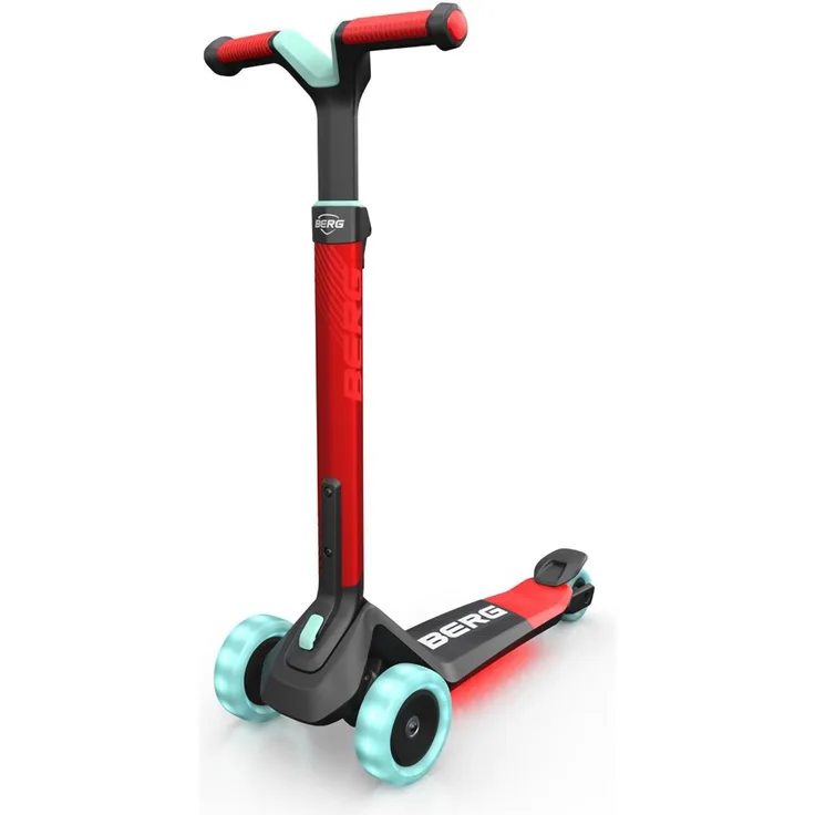 BERG Scooter - Tretroller Nexo rot + Lights LED-Räder + LED-Deck