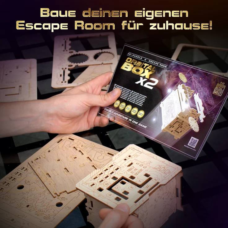 ESC WELT Orbital Box 3D Puzzle Erwachsene - 3 in 1 Puzzle Box Modellbau Escape Room Spiel Holzpuzzle - Geschenkbox Knobelspiel - Rätselbox 3D Holzpuzzle Erwachsene - Modellbausatz für Valentinstag – Bild 4