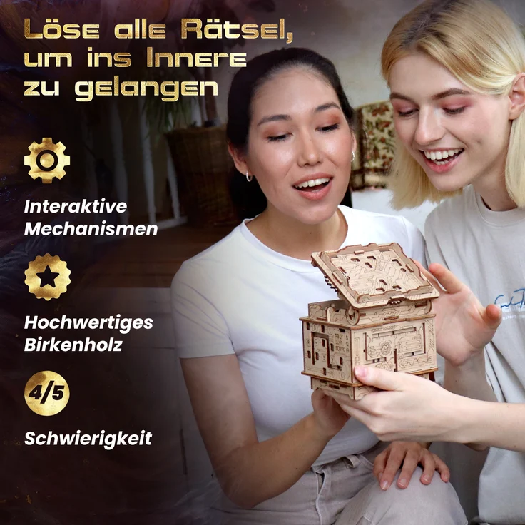 ESC WELT Orbital Box 3D Puzzle Erwachsene - 3 in 1 Puzzle Box Modellbau Escape Room Spiel Holzpuzzle - Geschenkbox Knobelspiel - Rätselbox 3D Holzpuzzle Erwachsene - Modellbausatz für Valentinstag – Bild 5