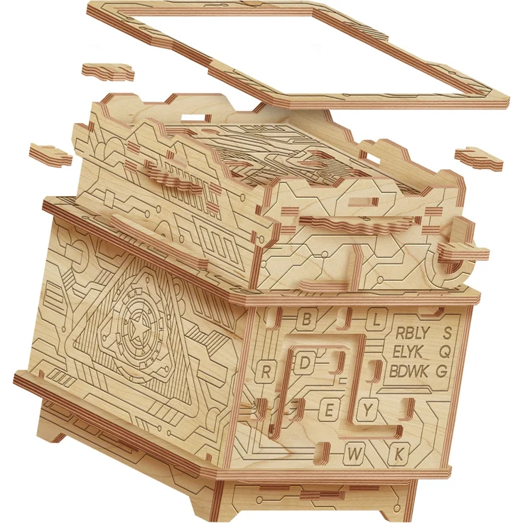 ESC WELT Orbital Box 3D Puzzle Erwachsene - 3 in 1 Puzzle Box Modellbau Escape Room Spiel Holzpuzzle - Geschenkbox Knobelspiel - Rätselbox 3D Holzpuzzle Erwachsene - Modellbausatz für Valentinstag – Bild 1