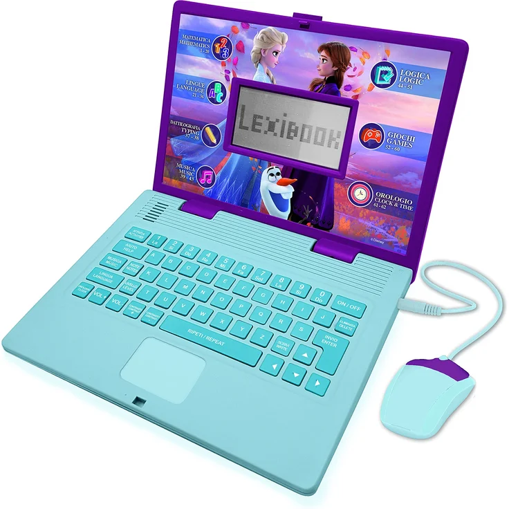 Lexibook JC598FZi5 Disney Frozen 2-Pädagogisch und zweisprachig Laptop (Italienisch/Englisch) -Mädchen Spielzeug mit 124 Aktivitäten zum Lernen, Spielen und Musik mit ELSA & Anna-Blau/Violett