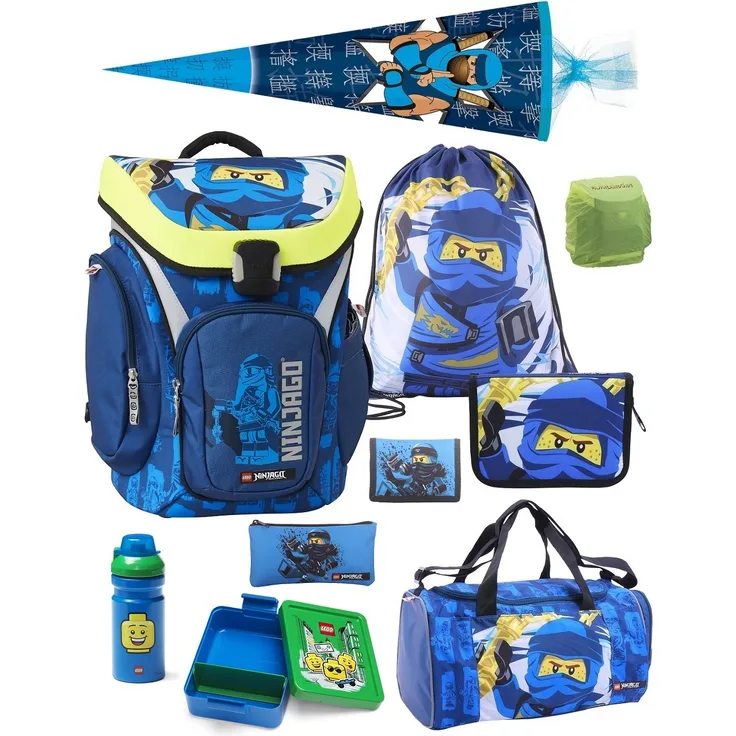 Lego Explorer Schulranzen Set 10tlg. NINJAGO JAY Ranzen 1. Klasse mit Sporttasche und Schultüte 85cm - Preisvergleich