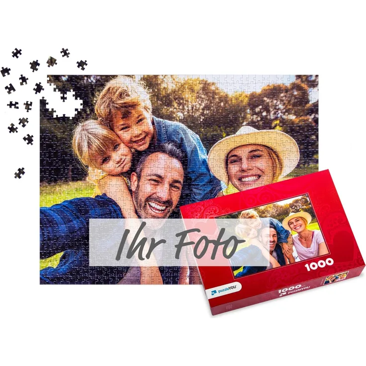 puzzleYOU Fotopuzzle selbst gestalten - Puzzle 48 bis 2000 Teile mit eigenem Bild erstellen - Puzzle individuell Bedrucken - inkl. Geschenk-Schachtel - 1000 Teile, Schachtel-Design Herz