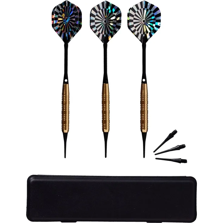 Best Sporting Safety Dartpfeile Fortune, 3 Stück à 16, 18 oder 21 g, Messing, inklusive Ersatzspitzen und Etui