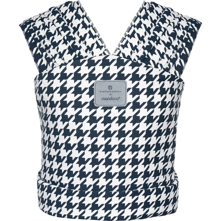 manduca Sling > Elastisches Babytragetuch mit GOTS Zertifikat < für Neugeborene ab Geburt (bellybutton® by manduca®, Pepita Navy) - Preisvergleich – Bild 1