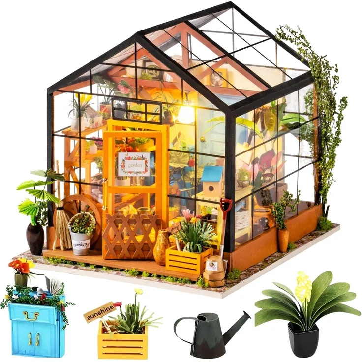 Rolife DIY Miniatur Puppenhaus Kit 1:24 Gewächshaus Mini Haus Möbel Frauen Mädchen Geburtstag Geschenk Weihnachten Valentinstag