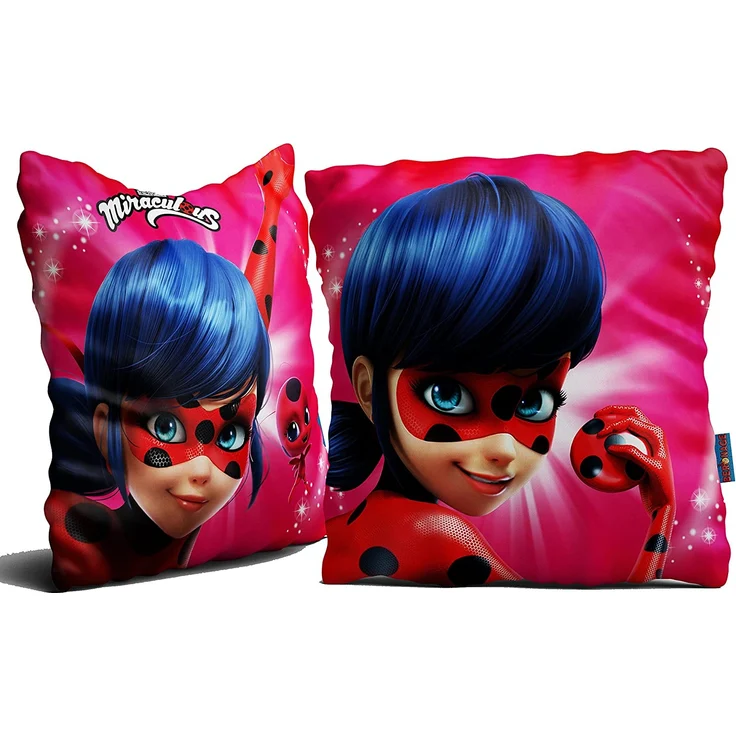 Miraculous Mädchen-Kissen Ladybug 40x40 cm großes Deko-Kissen Auto-Kuschel-Kissen Zierkissen Schmusekissen Kopfkissen Wende-Kissen Marinette Adrien Agreste Lady Bug Cat Noir Paris zur Bettwäsche – Bild 5