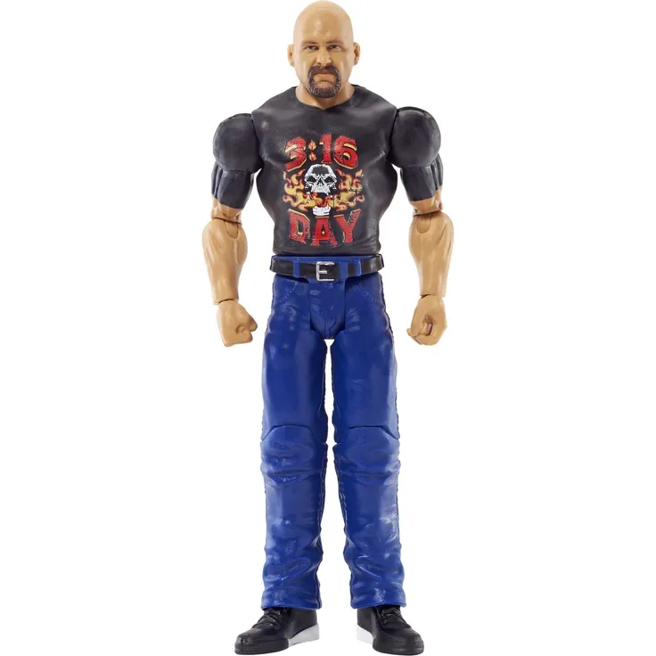 WWE HDD34 - Stone Cold Steve Austin Actionfigur, beweglich, ca. 15 cm, zum Spielen und Sammeln, Spielzeug für Kinder ab 6 Jahren