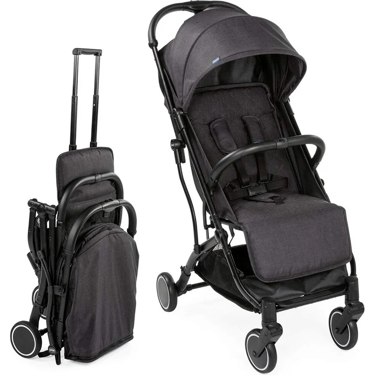 Chicco Trolley me Buggy wie ein Koffertrolley, ab Geburt bis 15 kg, Einhand-Schließmechanismus, inkl. Tragegriff für den Transport und Regenschutz, schwarz – Bild 1