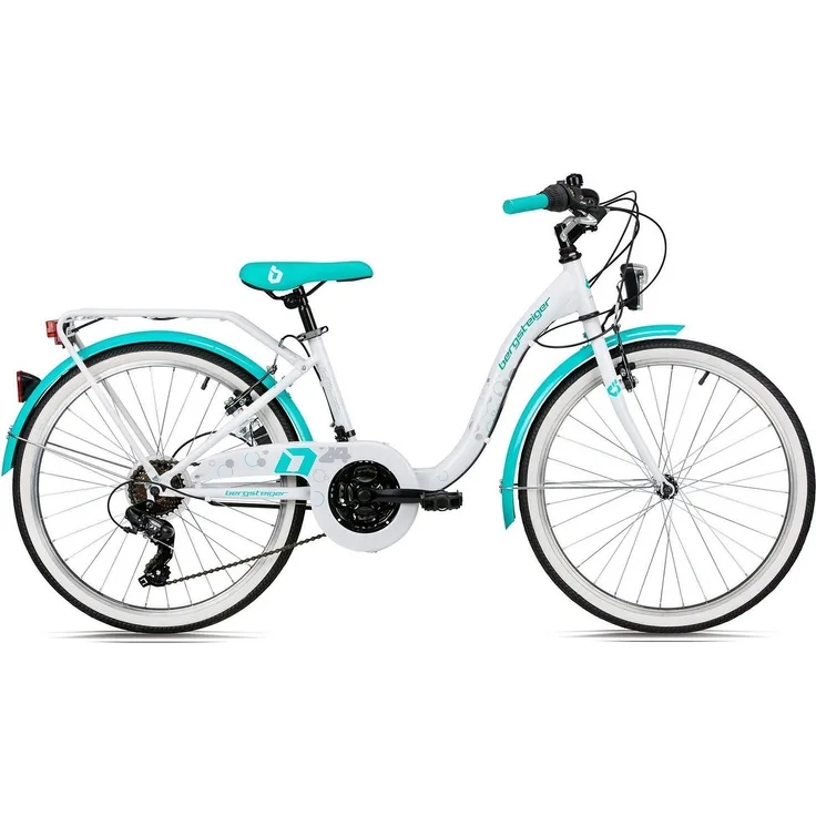 Bergsteiger Jugendfahrrad Atlantis, 18 Gang Shimano Tourney RD-TY300 Schaltwerk, Kettenschaltung, 24 Zoll, RH 34 cm, blau