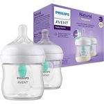 Philips Avent Babyflaschen Natural Response – 2x Babyflaschen mit AirFree Ventil, 125 ml, BPA-frei, für Neugeborene ab 0 Monaten (Modell SCY670/02)