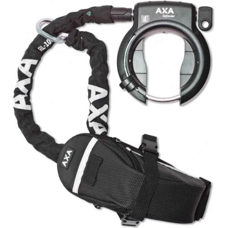 Axa Rahmenschloss Defender mit RL 100 Einsteckkette+ Outdoor Tasche – Bild 2