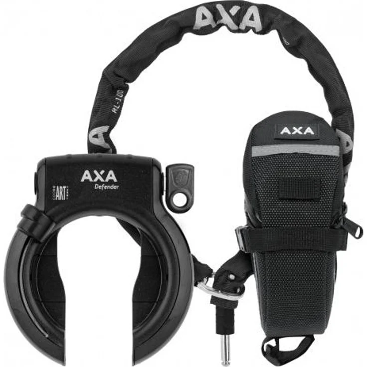 Axa Rahmenschloss Defender mit RL 100 Einsteckkette+ Outdoor Tasche – Bild 1