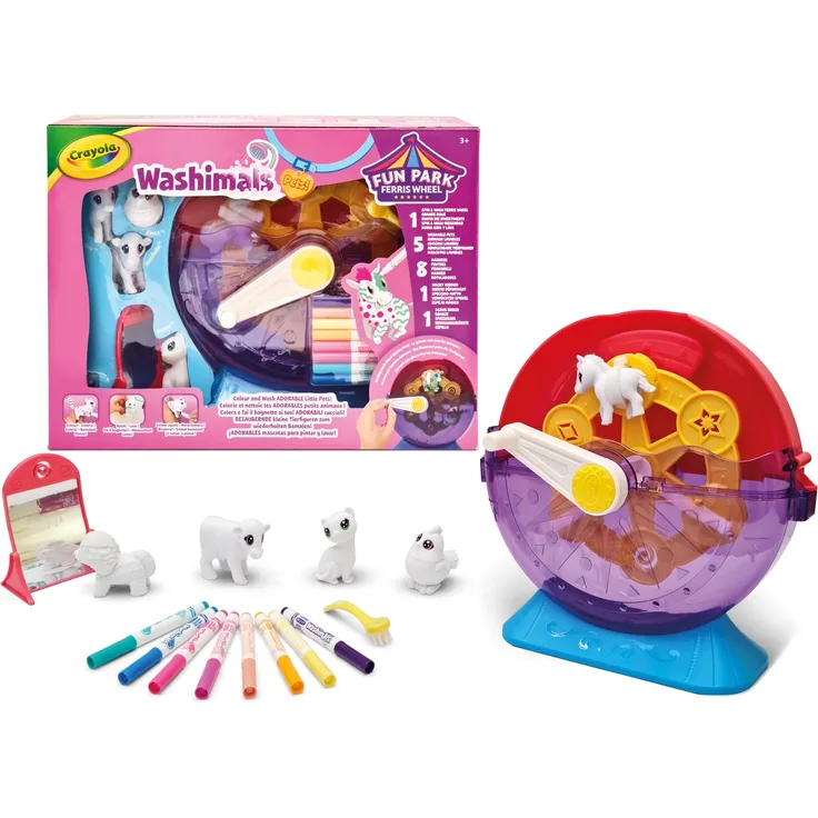 Crayola Washimals - Spielrad-Set, zum Kolorieren und Baden von Babytieren, Kinderspielzeug und Geschenk, ab 3 Jahren, 74-7458