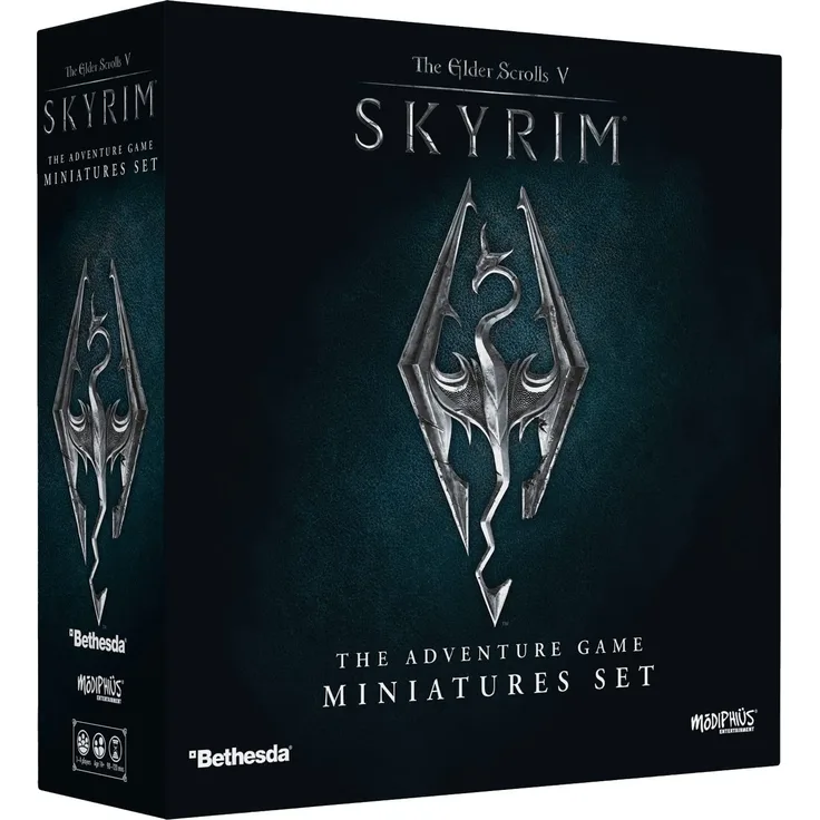 Modiphius The Elder Scrolls: Skyrim – Abenteuer-Brettspiel – Miniaturen-Upgrade-Set | Brettspiel | ab 14 Jahren | 1-4 Spieler | 60-120 Minuten Spieldauer, grau, rot