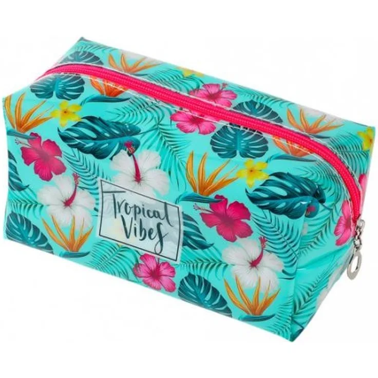 federmäppchen Tropical 19 x 10 x 10 cm aqua/rosa
