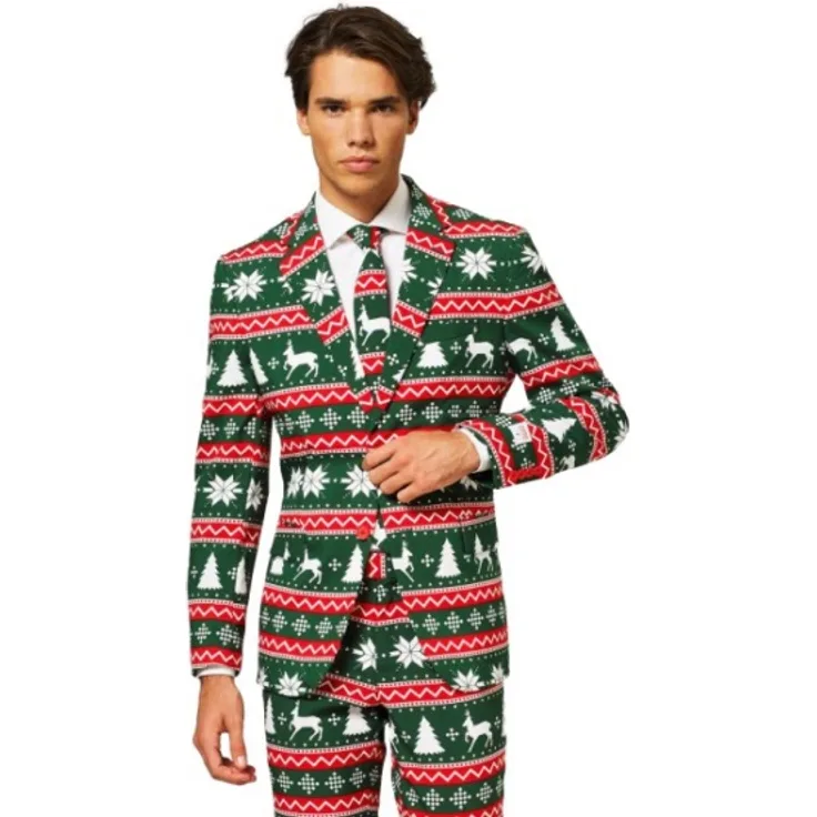 OppoSuits kostümanzug Festlich Grün Herren Polyester rot/grün mt 58