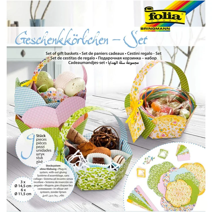 Geschenkkörbchen-Set 9 Stück 3 x 14,5 und 6 x 11,5 cm