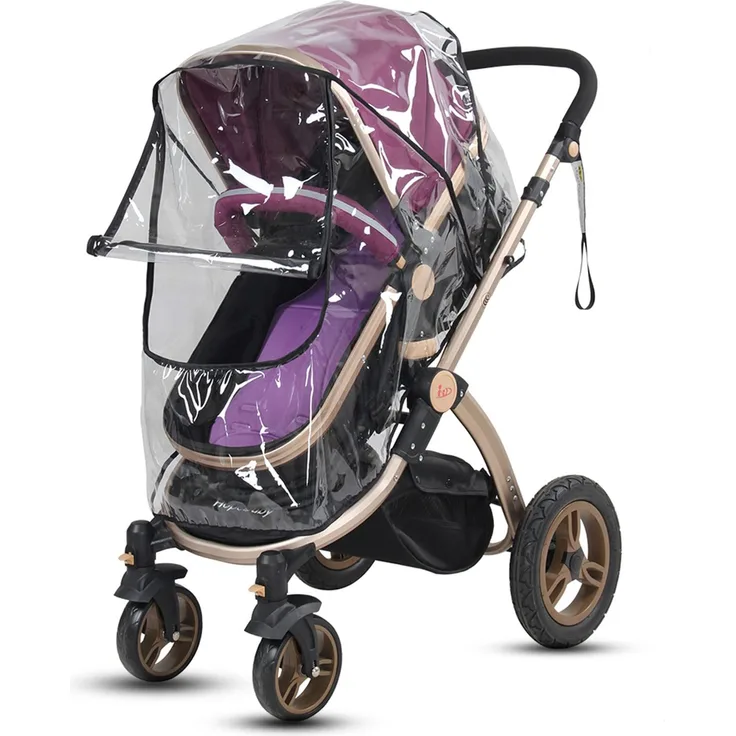 1 STÜCK PVC Transparent Universal Faltbare Wasserdichte Kinderwagen Regen Abdeckung Staub Windschutz Kinderwagen Zubehör Reißverschluss Fenster Design