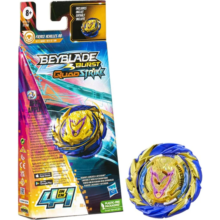 Beyblade Burst QuadStrike, Einzelpackung Achillessel, A8, Spielzeug für Kinder ab 8 Jahren