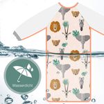 Lätzchen mit Ärmeln für Jungen & Mädchen im Safari Design I 12 bis 48 Monate I Pflegeleichte Ärmellätzchen zum Essen und Basteln perfekt geeignet I Größenverstellbar, Abwaschbar und Wasserdicht