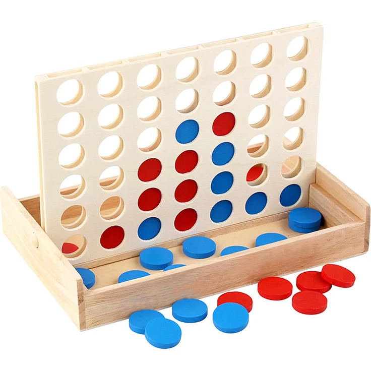 VingaHouse Vier gewinnt Holz, Kinder Brettspiel,4 in Einer Reihe Reihe Vertikales Brettspiel, Strategiespiel für 2 Spieler,Pädagogische Spielzeuggeschenke für Kinder geeignet（Holz） – Bild 1