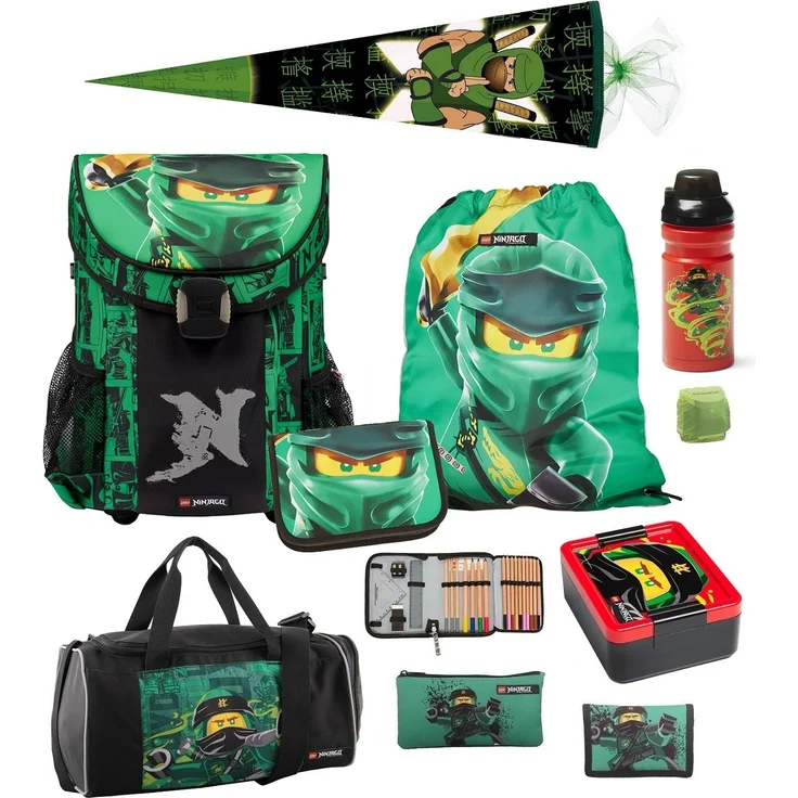 Lego Ninjago Schulranzen Set 10tlg. EASY GOLDEN POWER Ranzen 1. Klasse mit Sporttasche und Schultüte – Bild 1