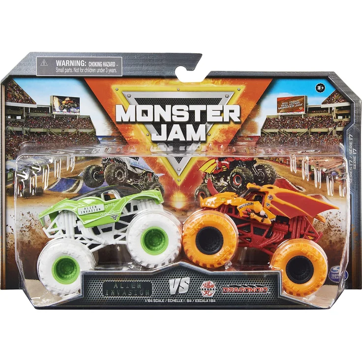 Monster Jam Original Monster Jam Zweier-Pack mit authentischen Monster Trucks im Maßstab 1:64 (Sortierung mit verschiedenen Designs, Zufallsauswahl) – Bild 1