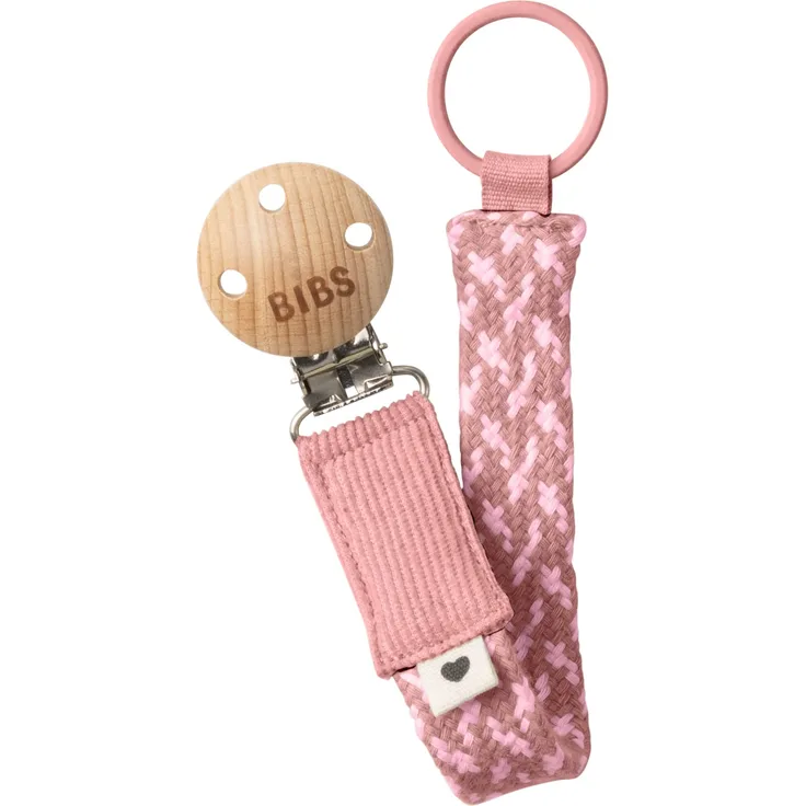 BIBS Pacifier Clip. Schnullerkette. Bio-Baumwolle. Dänisches Design. 100% Bio-Baumwolle, Einheitsgröße, Dusty Pink/Baby Pink