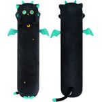 Mewaii Stofftiere Katzen Schwarze 50CM Plüsch Kissen Lang Kätzchen mit Großen Augen Plüschtier Ausgestopftes Tier Spielzeug Kuschelkissen Geschenk Plüschkissen über 3 Jahren