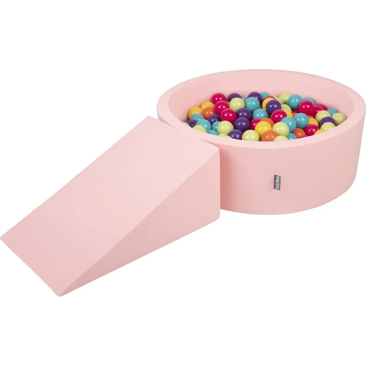 KiddyMoon Spielplatz Aus Schaumstoff Mit Rund Bällebad (100 Bälle) Ballgruben Für Babys Spielbad Hindernisläufen, Hergestellt In EU, Pink:Hellgrün/Gelb/Türkis/Orange/Dunkelpink/Violet