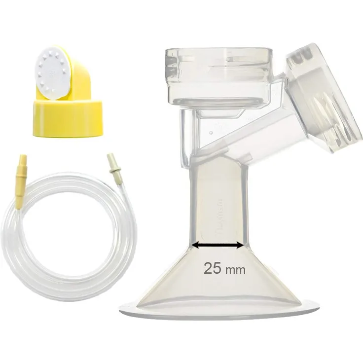 Maymom-melkpompset Kompatibel mit Medela-Swing-Milchpumpe. Bevat Brusthaube,Ventilkopf, Ventilmembrane en Schlauch Kompatibel mit Medela-Swing-Pumpe(Brusthaube 25 mm; Brustwarze Durchmesser 21-23mm)