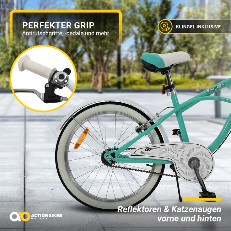 Kinderfahrrad Cruiser 20 Zoll Kinder Fahrrad Rosa Türkis Kinderrad Seitenständer (Türkis) – Bild 5