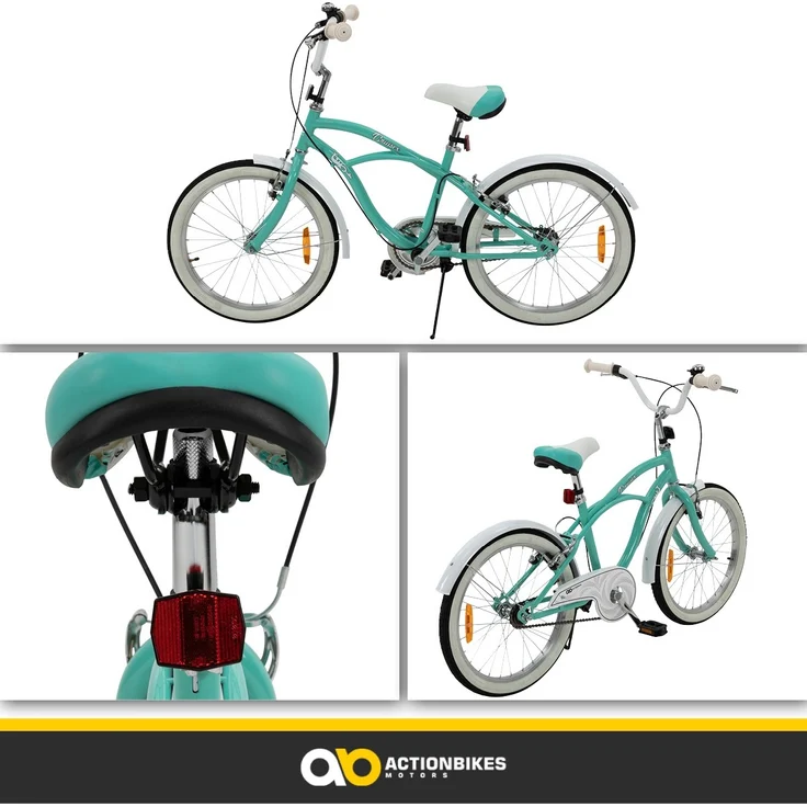 Kinderfahrrad Cruiser 20 Zoll Kinder Fahrrad Rosa Türkis Kinderrad Seitenständer (Türkis) – Bild 8