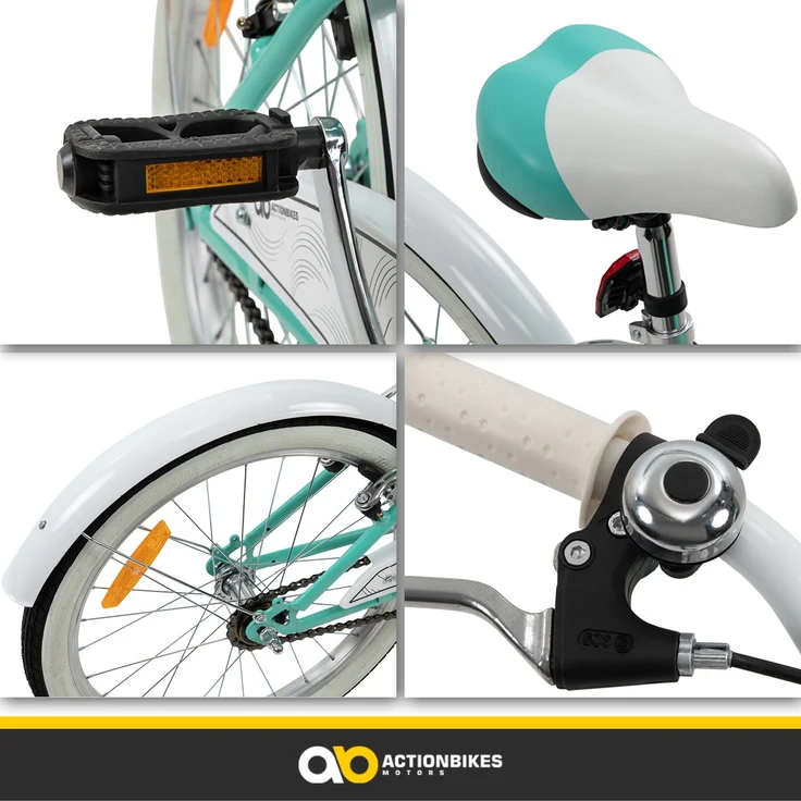 Kinderfahrrad Cruiser 20 Zoll Kinder Fahrrad Rosa Türkis Kinderrad Seitenständer (Türkis) – Bild 9