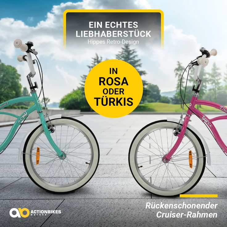 Kinderfahrrad Cruiser 20 Zoll Kinder Fahrrad Rosa Türkis Kinderrad Seitenständer (Türkis) – Bild 4