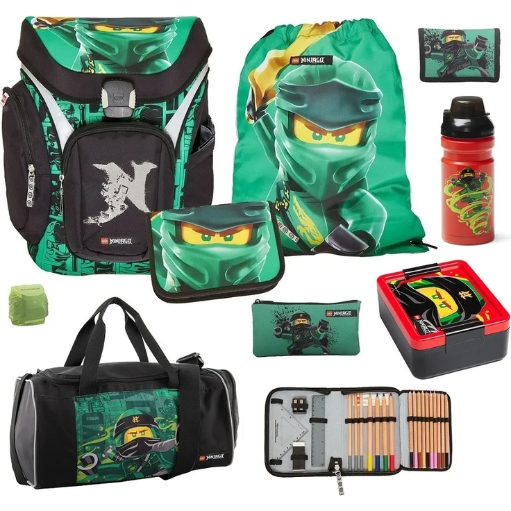 Lego Explorer Schulranzen Set 9tlg. NINJAGO GOLDEN POWER Ranzen 1. Klasse mit Brotdose, Trinkflasche und Sporttasche – Bild 1
