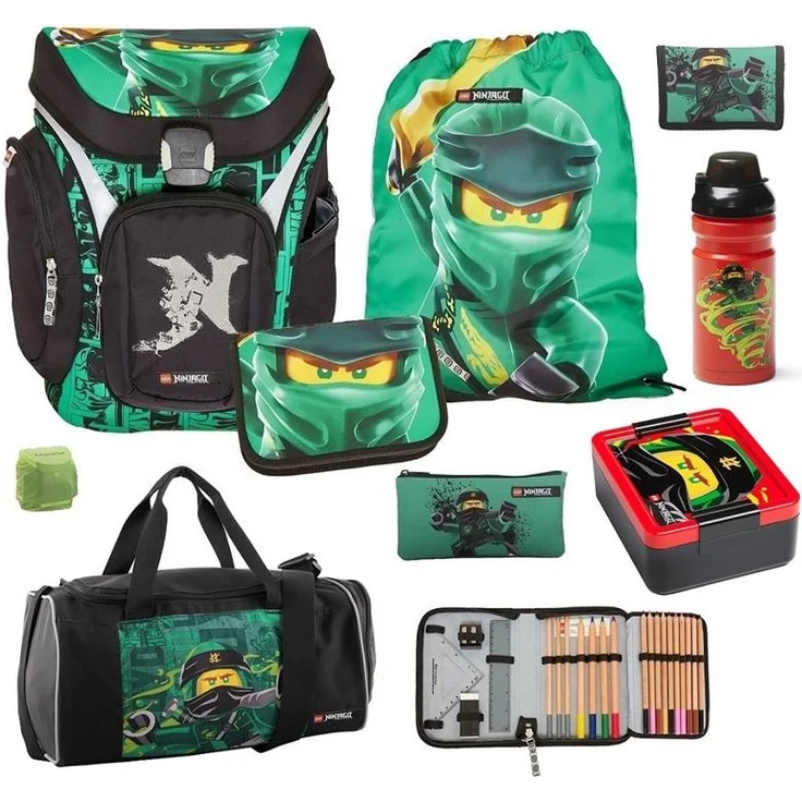 Lego Explorer Schulranzen Set 9tlg. NINJAGO GOLDEN POWER Ranzen 1. Klasse mit Brotdose, Trinkflasche und Sporttasche – Bild 2