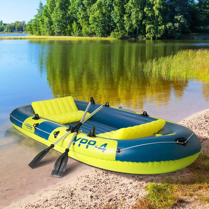 Hoberg Schlauchboot 4-Sitzer - inkl. 2 Paddel & Pumpe - "YPP-4" - 322 cm x 165 cm - bis 360 kg - Blau/Gelb – Bild 6