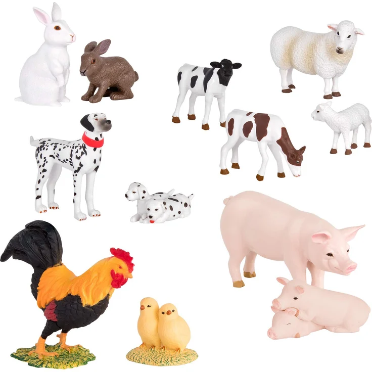 Terra Bauernhoftiere und Babys Figuren – Schafe, Hunde, Kälber, Hasen und mehr – Realistische Tierfiguren Set, Kinder Bauernhof Spielzeug ab 3 Jahre – Bild 1