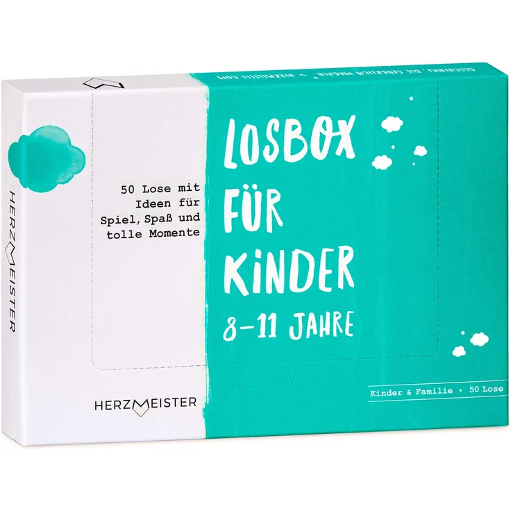 Herzmeister Losbox für Kinder 8 - 11 Jahre I Das Geschenk für Mädchen und Jungen I 50 Lose mit Ideen für Spiel, Spaß & tolle Momente I Kreative Geschenkidee & Überraschung zum Geburtstag, zu Ostern, Weihnachten …