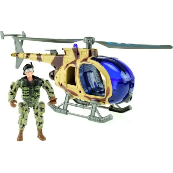 militärhubschrauber mit Soldat 27 cm braun