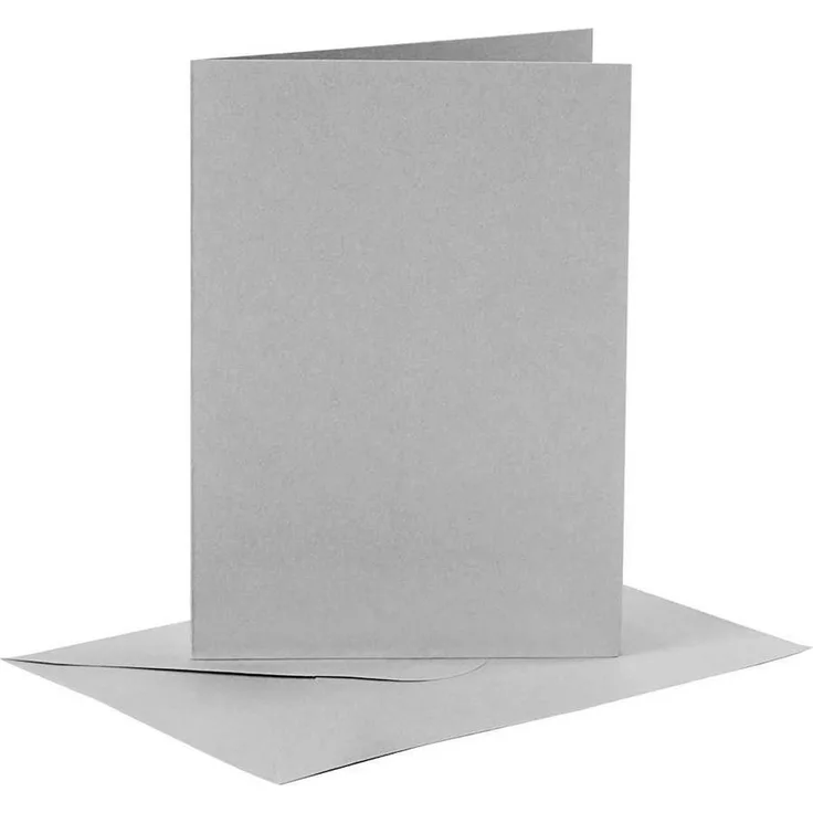 Briefkarte und Briefumschlag, Kartengröße 10,5x15 cm, Umschlaggröße 11,5x16,5 cm, Grau, 6Sets