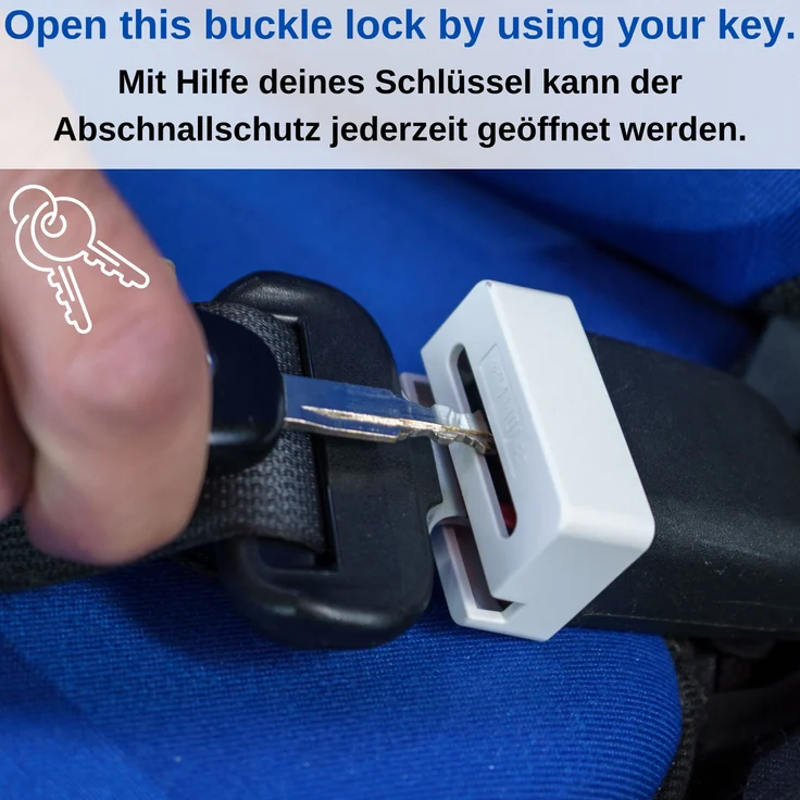 Abschnallschutz fürs Auto, verhindert das Abschnallen während der Fahrt, 2 Pack in weiß, passgenau ohne wackeln für Gurtschlösser mit 5 x 3 cm – Bild 6