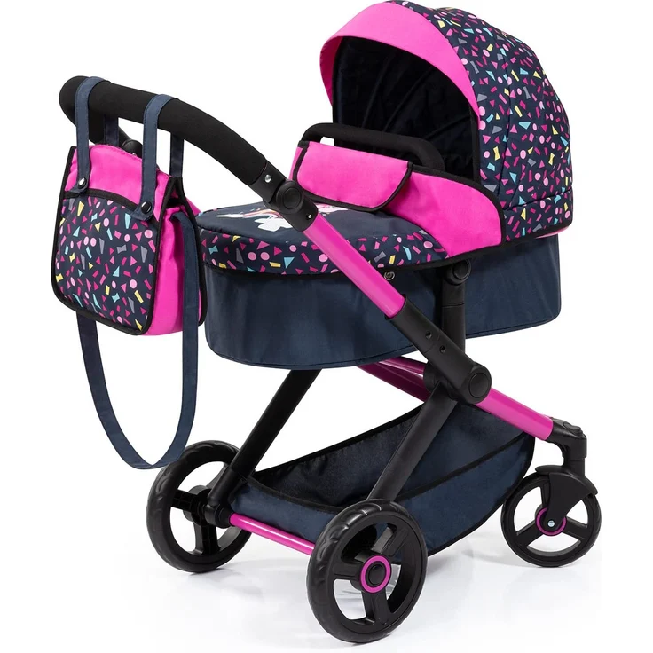 Bayer Design 17080AA Kombi-Puppenwagen Xeo mit Tasche, schwarz, rosa – Bild 1