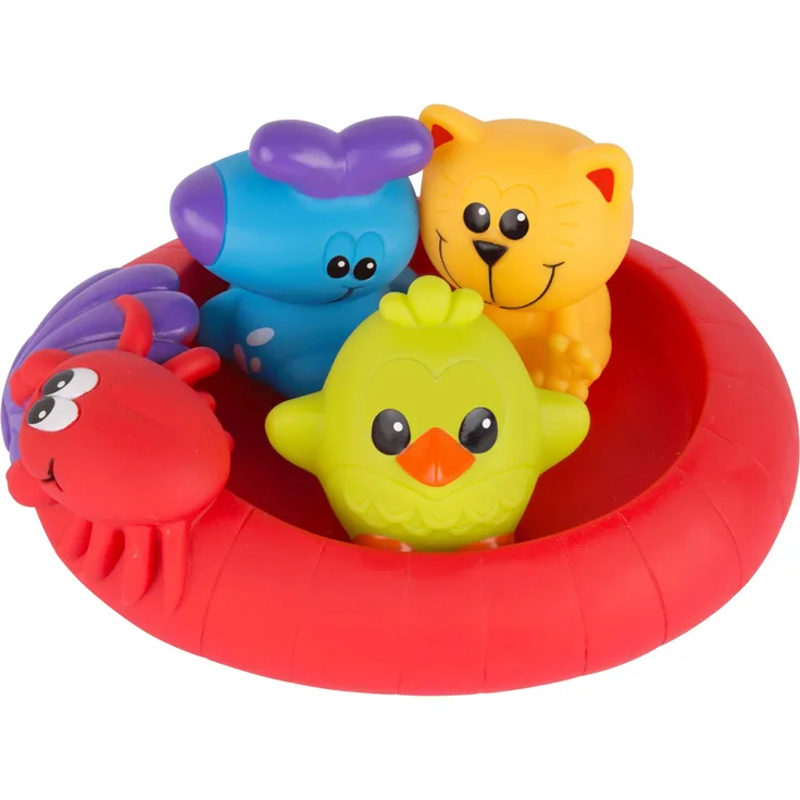 Playgro Badespielzeug 3 Schwimmende Freunde – wasserdicht-schmutzfrei, fully sealed, ab 6 Monaten, Baby Spielzeug beim Baden, BPA-frei, bunt